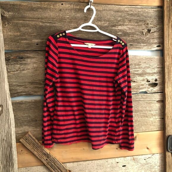 BANANA Republic Size Small Red/Navy Striped Long Sleeve Top - Picture 1 of 5